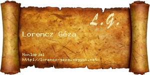 Lorencz Géza névjegykártya
